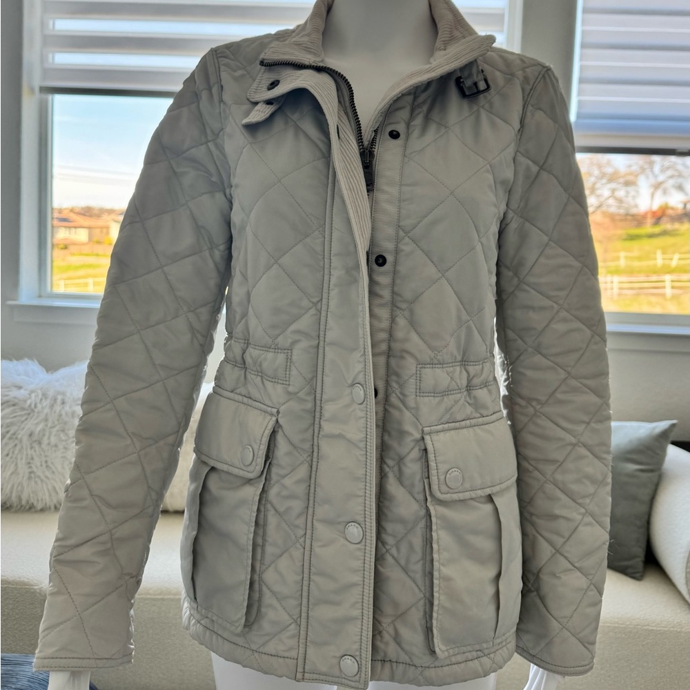 Coach Gray Utility Jacket Quilted High Collar